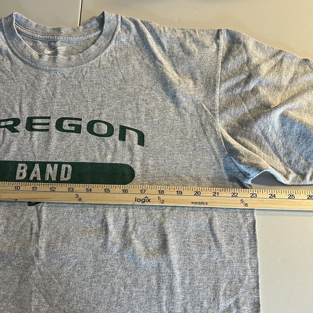 Nike Oregon Ducks Band T Shirt Men's Size Large Gray Green Center Swoosh - Picture 5 of 6